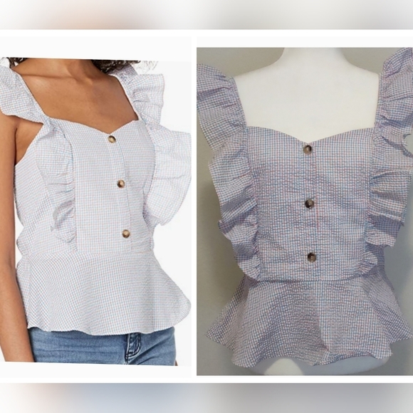 NEW Ruffled Sleeves Top Size L - Picture 1 of 10